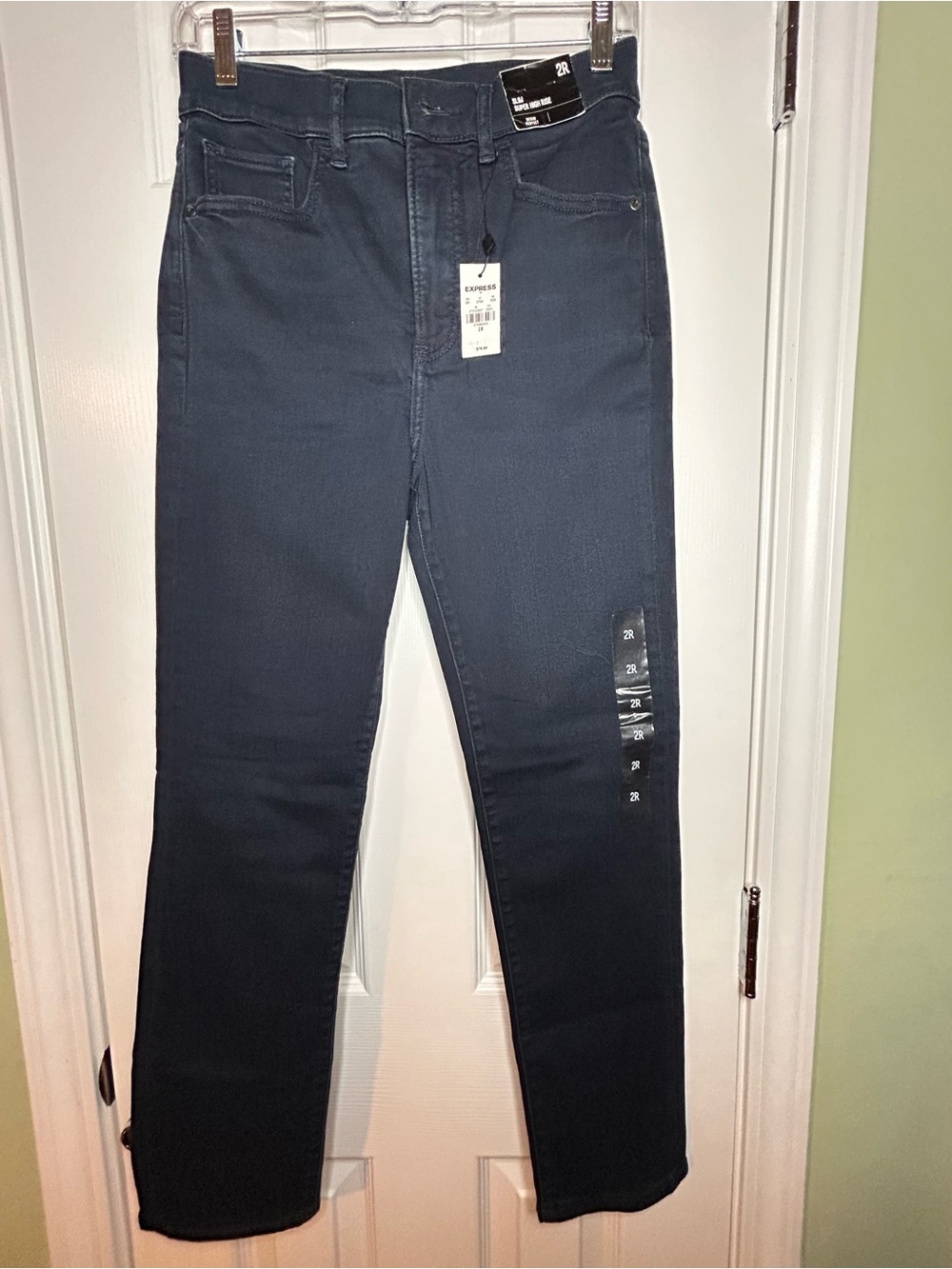 Express Slim Super High Rise Jeans in Dark Navy
